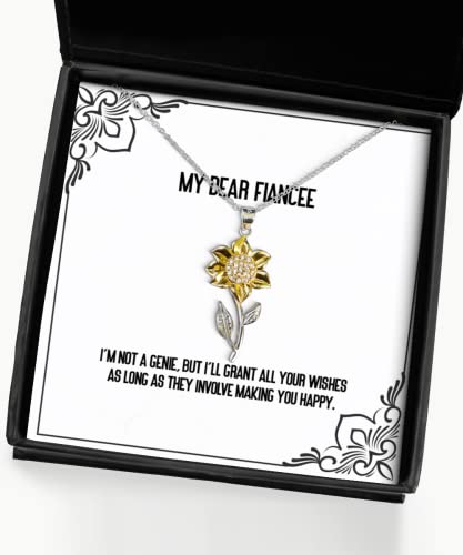 Gag Fiancee Sunflower Pendant Necklace, I'm not a Genie, but I'll Grant All Your Wishes as Long, Present for, Joke Gifts from, Gift for Fiance, Funny Gift for Fiance, Gift for Fiancee