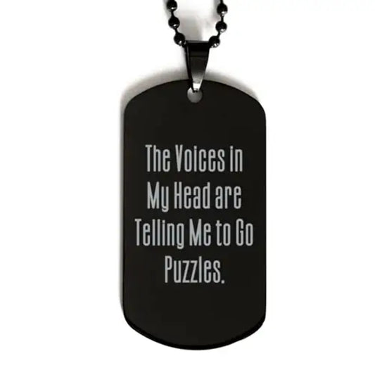 amangny the voices in my head are telling me to go puzzles. puzzles black dog tag fancy puzzles gifts engraved pendant necklace for friends