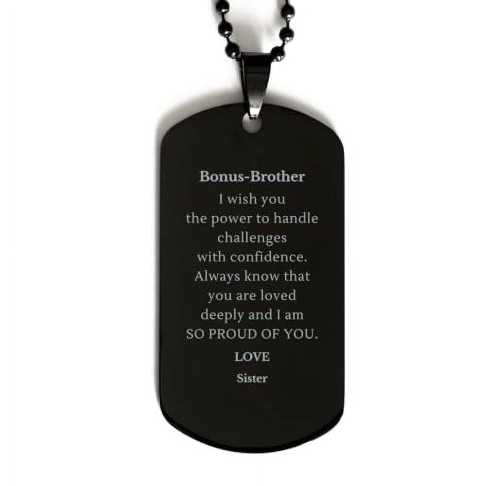 amangny engraved black dog tag for bonus brother i wish you confidence love and pride sister perfect idea gifts for birthday christmas veterans day