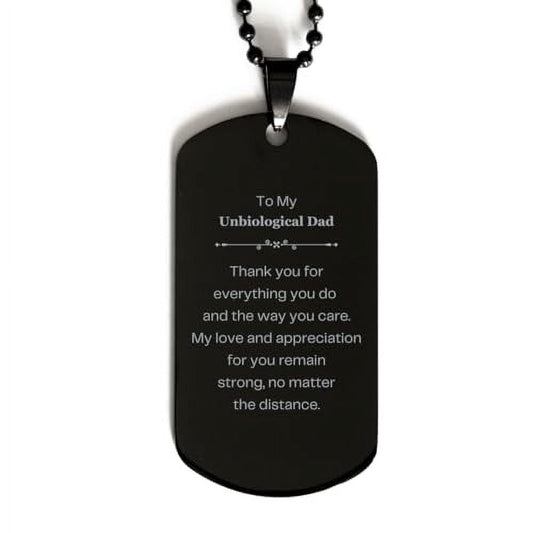 amangny unbiological dad black dog tag thank you for everything you do and the way you care unique engraved gifts for birthday christmas veterans day graduation appreciation and love