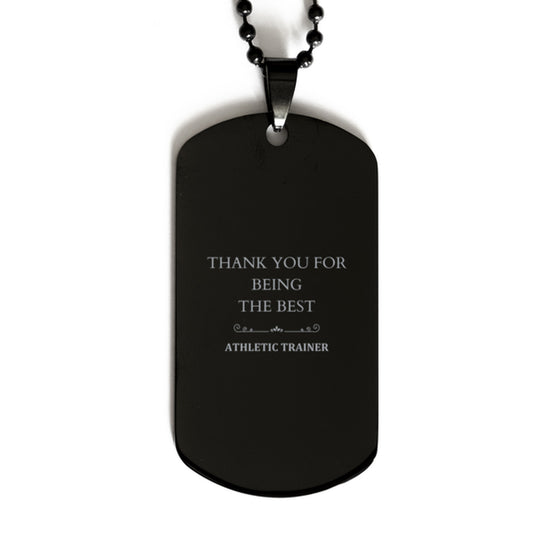 engraved black dog tag for the best athletic trainer unique gift for sports enthusiast christmas appreciation present thank you coach