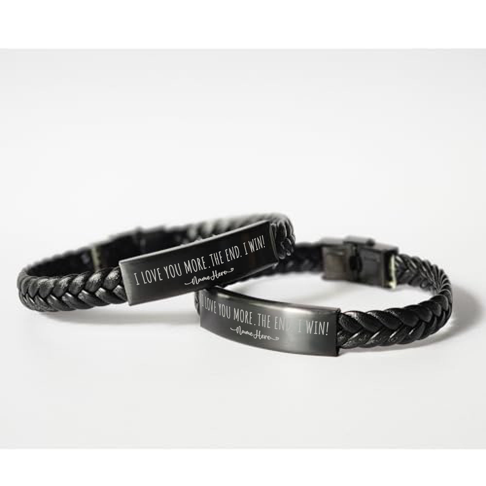 Personalized Bracelet Gift for Him, I love you more. The end. I win. Boyfriend Gift Anniversary Girlfriend Gift