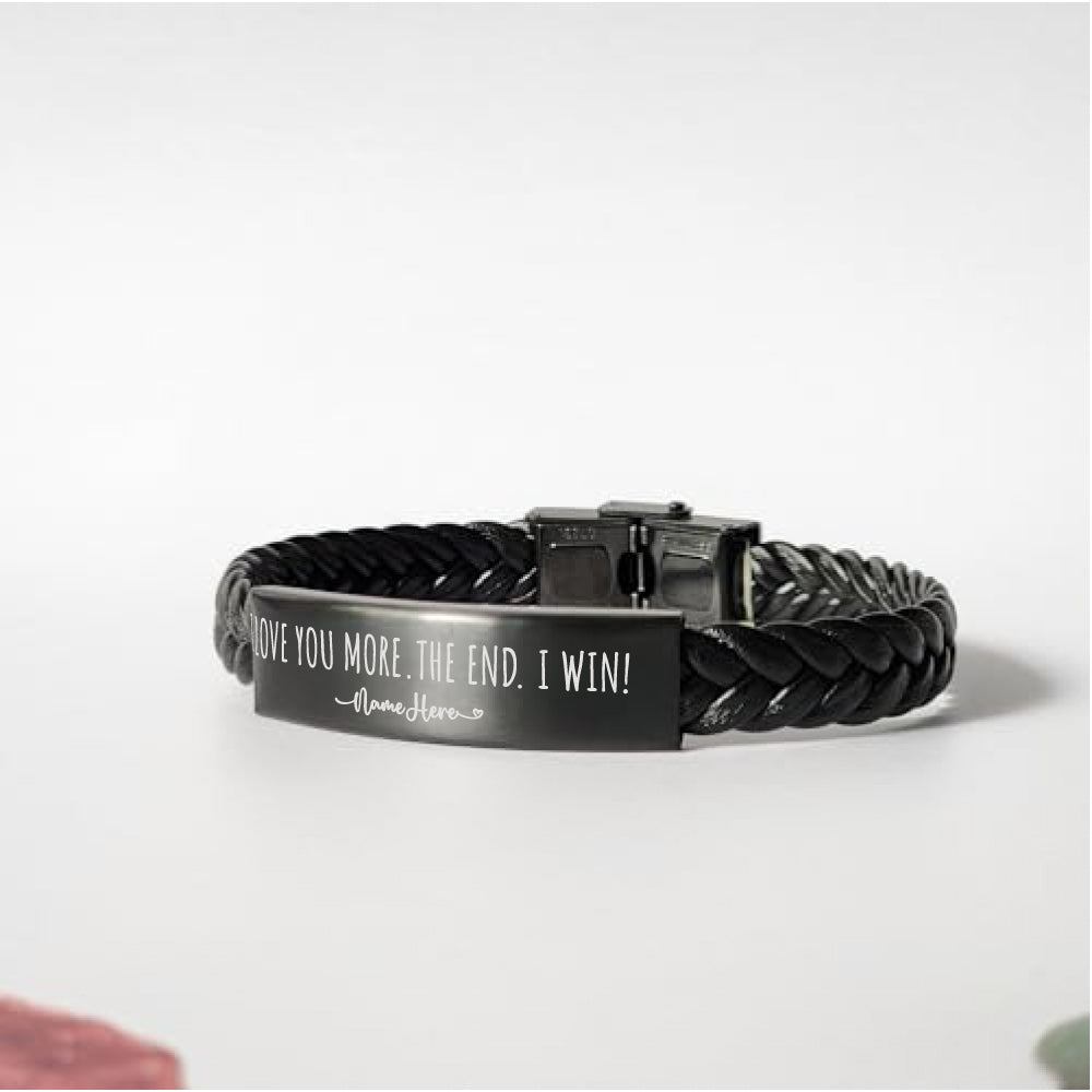 Personalized Bracelet Gift for Him, I love you more. The end. I win. Boyfriend Gift Anniversary Girlfriend Gift