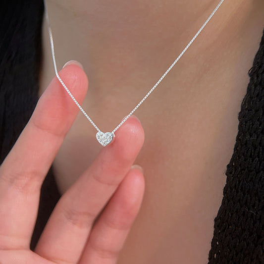 S925 Love Necklace for Women - Exquisite Heart-Shaped Clavicle Necklace in Silver