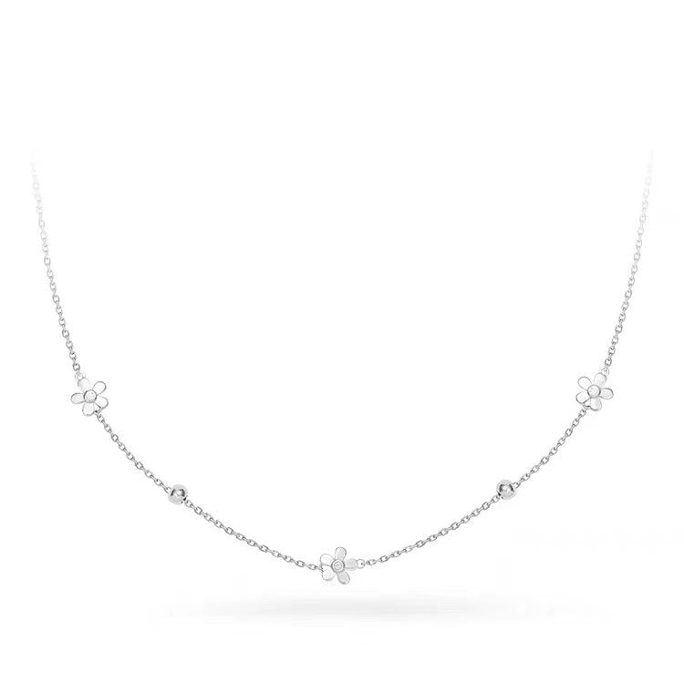 S925 Sterling Silver Flower Stacking Temperament Clavicle Necklace