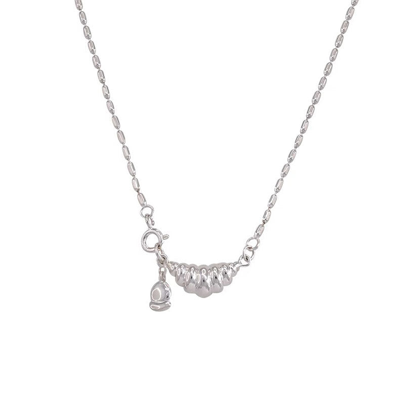 S925 Sterling Silver Croissant Collarbone Chain Necklace - Elegant Jewelry