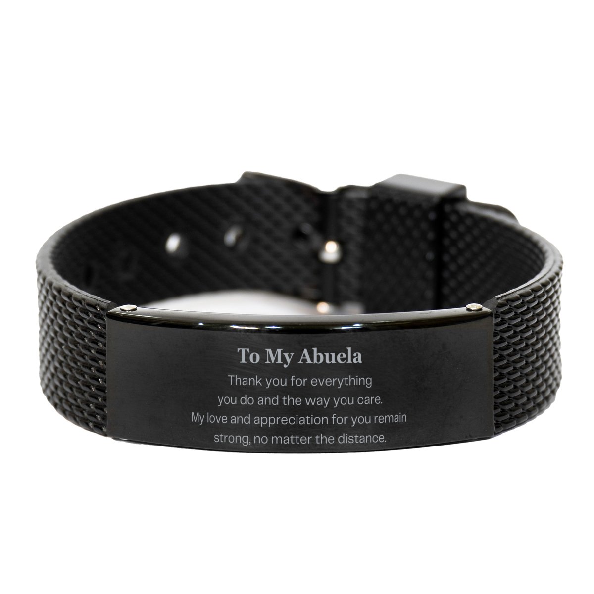 Abuela Black Shark Mesh Bracelet - A Token of Love and Appreciation for Your Support and Care - Perfect Gift for Mothers Day, Birthday, or any Special Occasion - amangnyshop