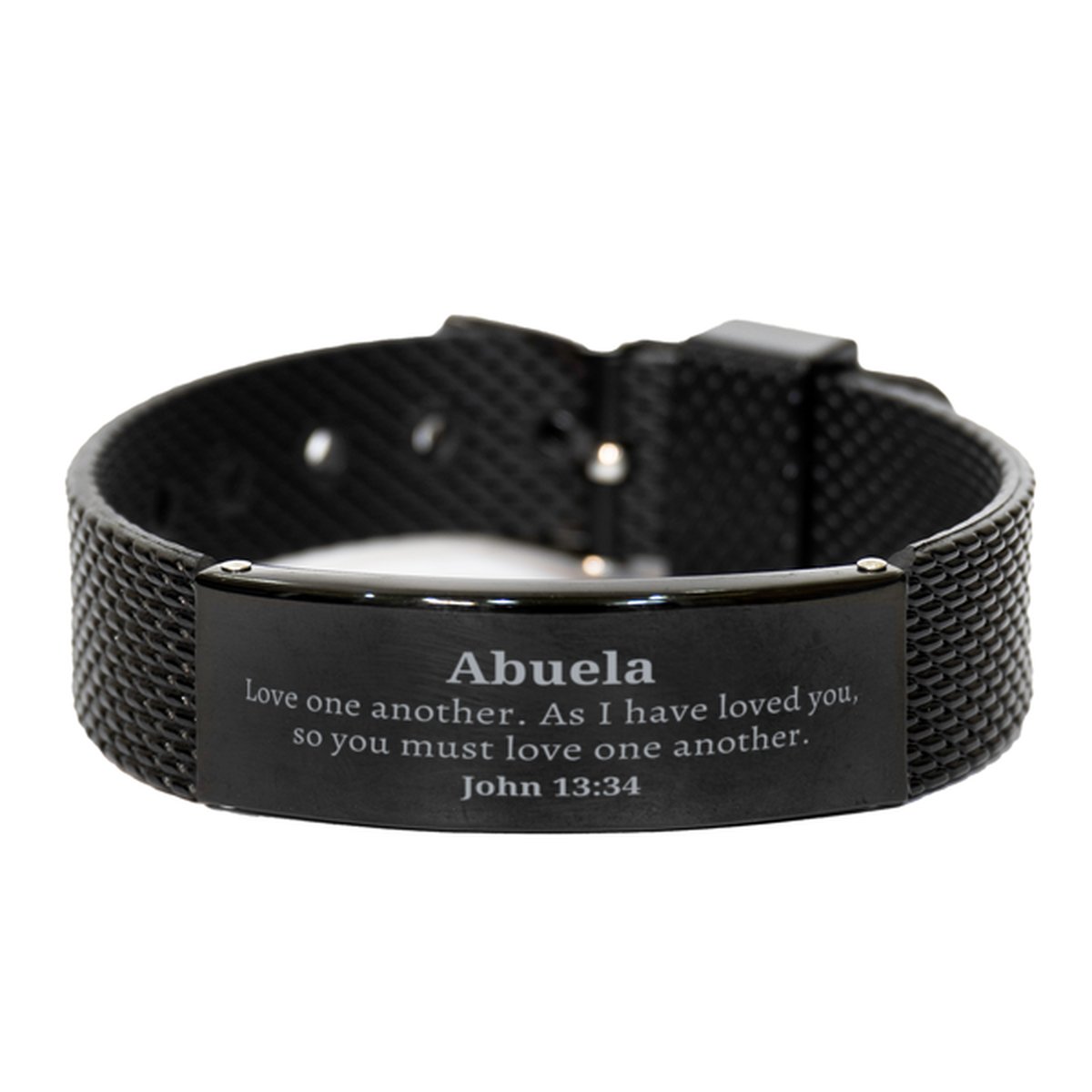 Abuela Black Shark Mesh Bracelet, Engraved Love Inspirational Gift for Christmas, Mothers Day, Veterans Day - amangnyshop