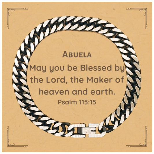 Abuela Cuban Link Chain Bracelet - Blessed by the Lord, Psalm 115:15, Inspirational Gift for Grandma, Birthday and Christmas Jewelry for Women - amangnyshop