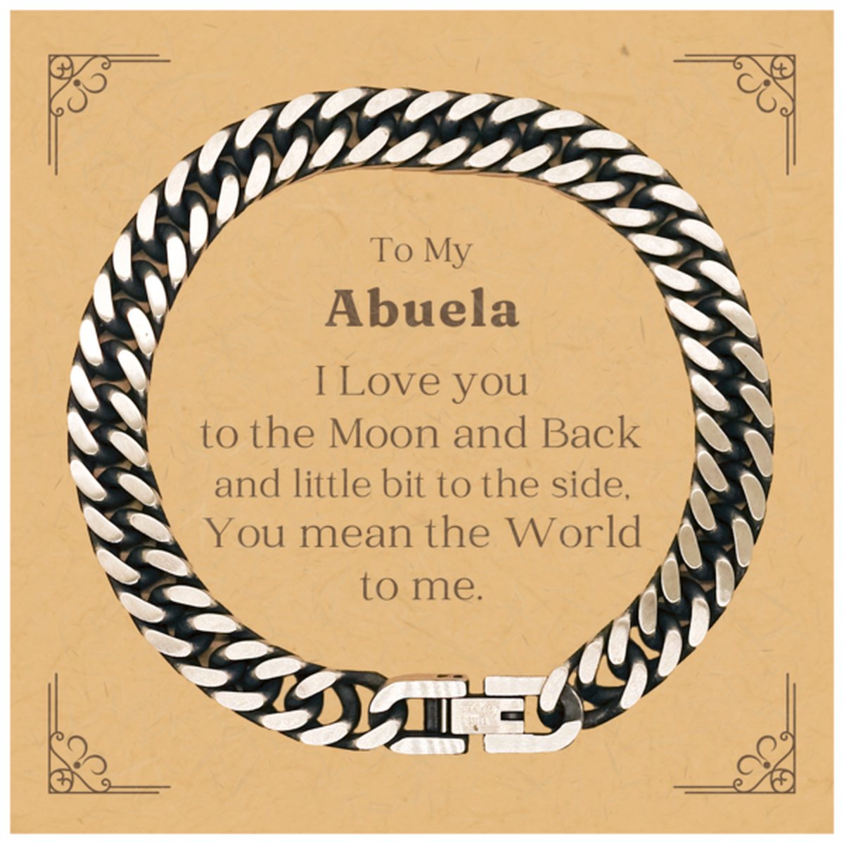 Abuela Cuban Link Chain Bracelet I Love You to the Moon and Back Engraved Gift for Grandma Birthday Christmas Jewelry - amangnyshop