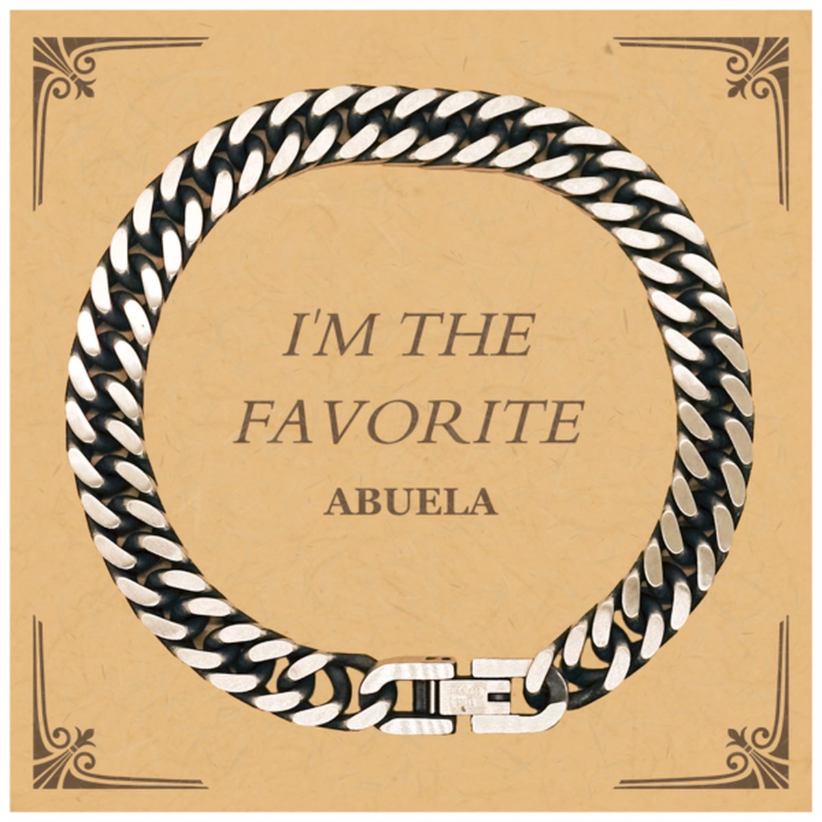 Abuela Cuban Link Chain Bracelet IM THE FAVORITE, Unique Gift for Grandmother, Birthday, Mothers Day, Hope and Love, Confidence, Engraved Jewelry, 10mm Width, 14K Gold Plated, Family Keepsake, Christmas, Holidays, Graduation, Veterans Day, Easter, Mothe - amangnyshop