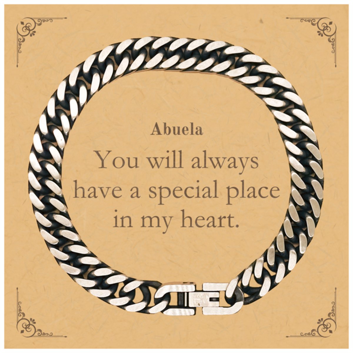 Abuela Cuban Link Chain Bracelet - You will always have a special place in my heart, engraved, perfect for Mothers Day, Birthday, Christmas, confidence - amangnyshop