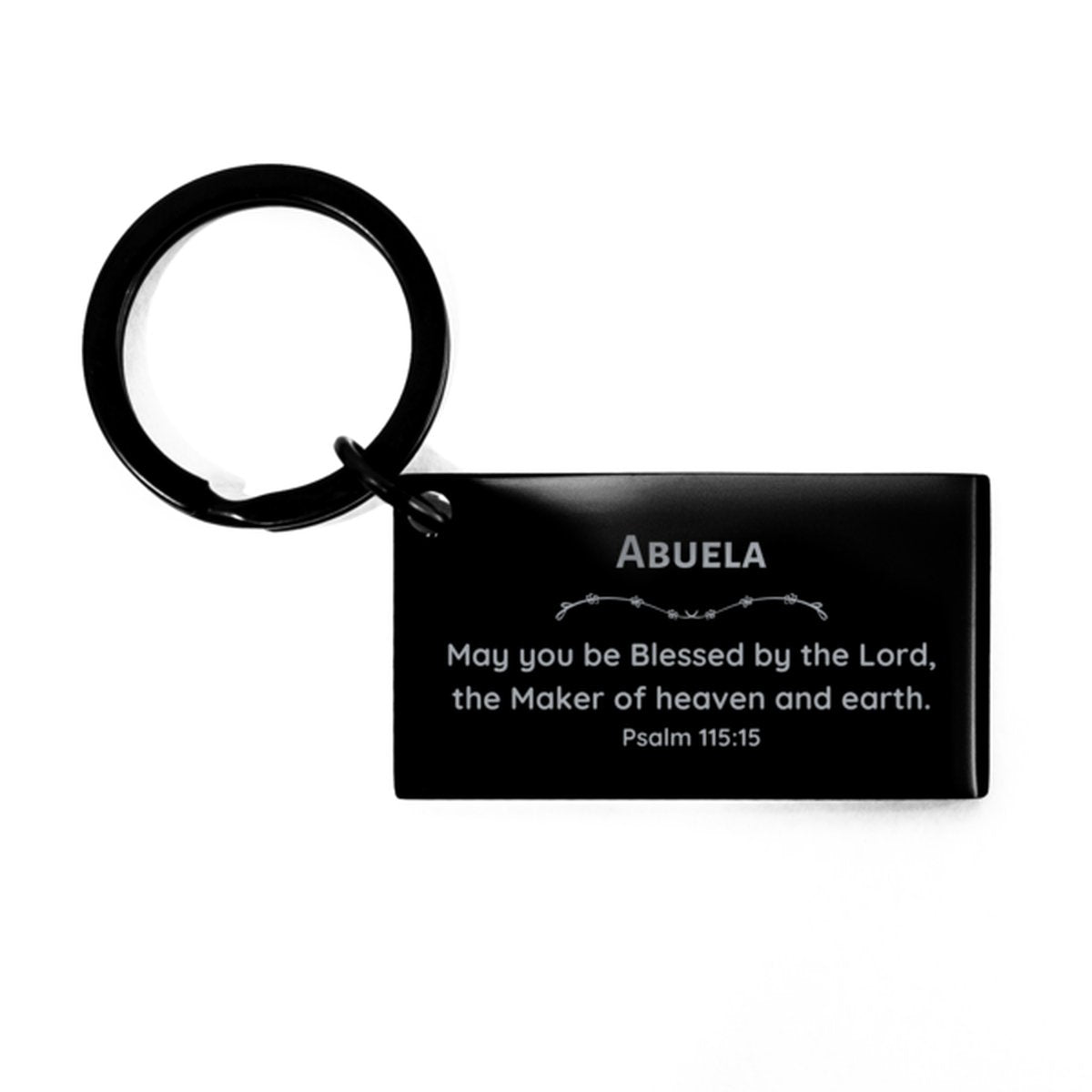 Abuela Keychain - May you be blessed by the Lord, the Maker of heaven and earth - Inspirational Gift for Grandmother, Birthday, Christmas, Holidays - Unique Engraved Key Ring for Abuela - amangnyshop