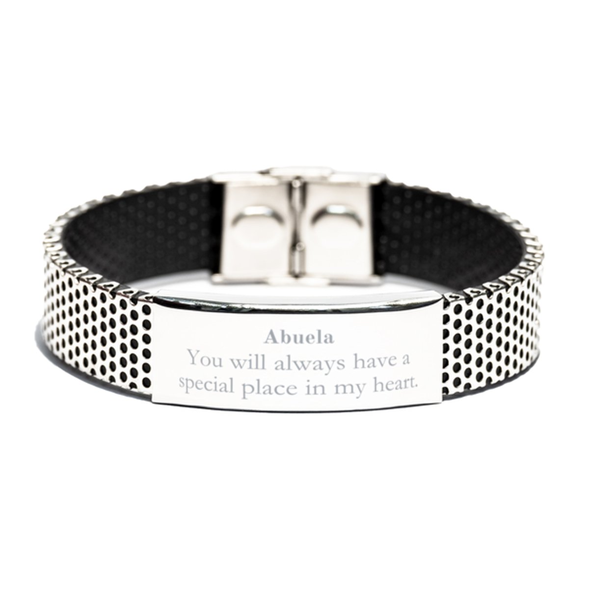 Abuela Stainless Steel Bracelet - Engraved Quote - Perfect Gift for Grandmother - Holidays, Birthday, Christmas - Special Place in Heart - Abuela Steel Jewelry - amangnyshop