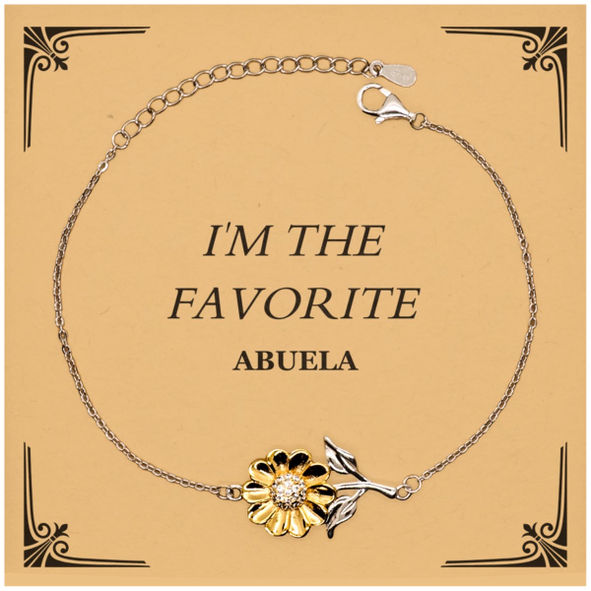 Abuela Sunflower Bracelet - Im the Favorite Grandmother Gift for Mothers Day, Christmas, Birthday - Engraved Inspirational Jewelry to Exude Confidence and Love - amangnyshop