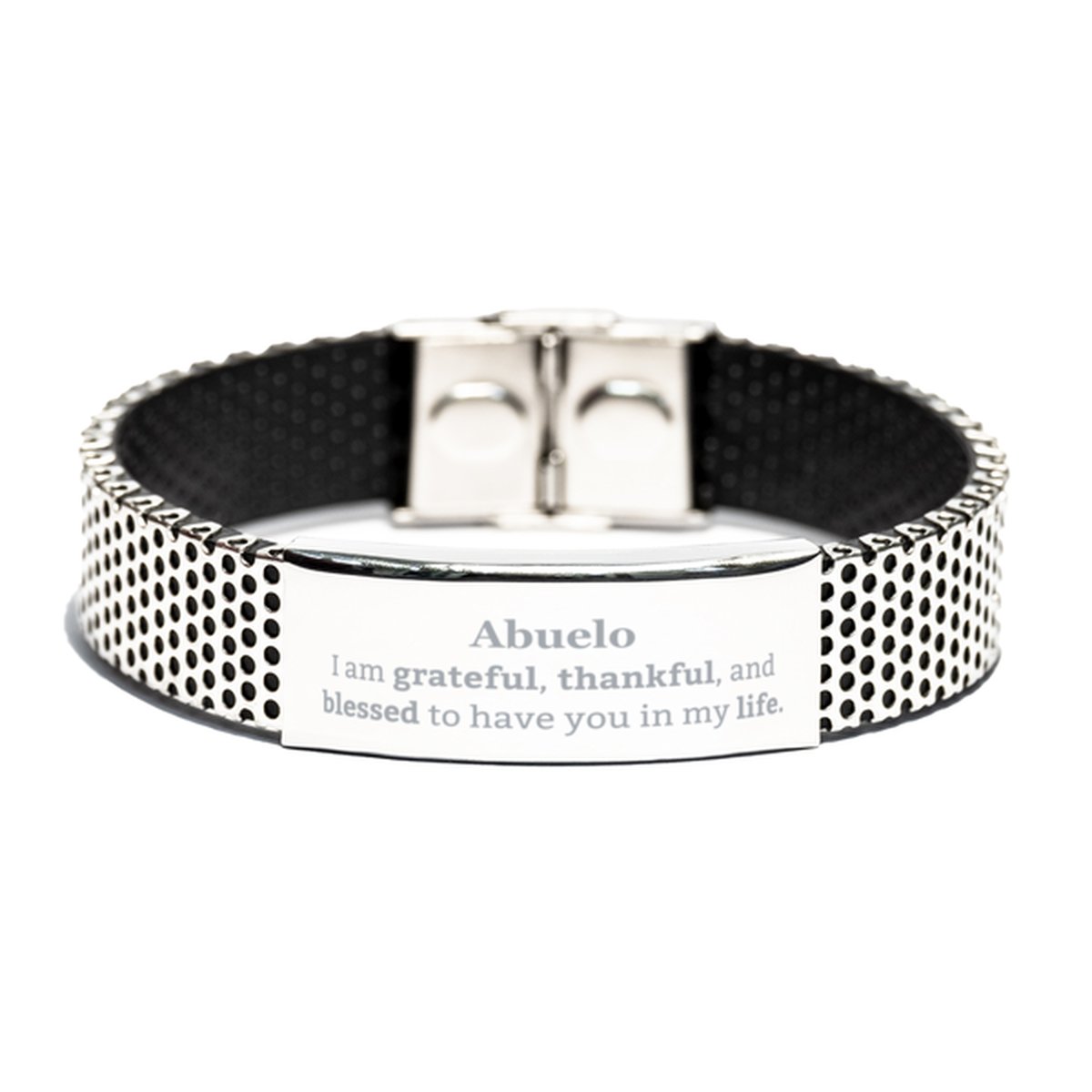 Abuelo Appreciation Gifts, I am grateful, thankful, and blessed, Thank You Stainless Steel Bracelet for Abuelo, Birthday Inspiration Gifts for Abuelo - amangnyshop