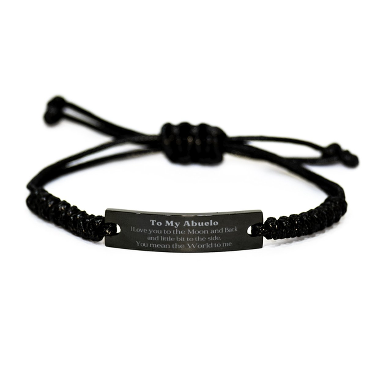 Abuelo Black Rope Bracelet Engraved with I Love You to the Moon and Back Gift for Grandpa Birthday Christmas Veterans Day - amangnyshop