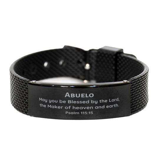 Abuelo Black Shark Mesh Bracelet - Inspirational Psalm 115:15 Gift for Grandpa - Birthday, Christmas, Veterans Day, Easter Jewelry - amangnyshop