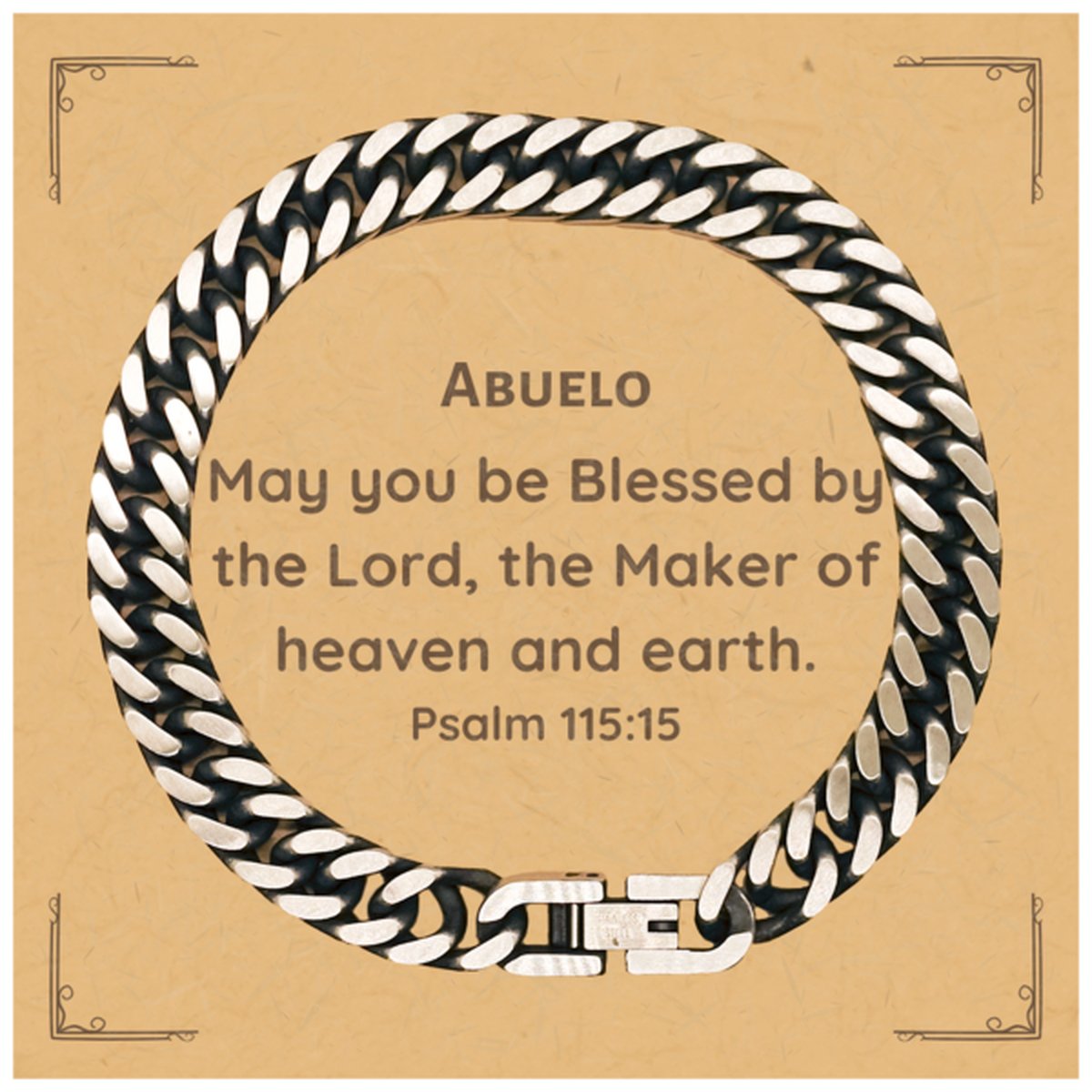 Abuelo Cuban Link Chain Bracelet May you be blessed by the Lord, perfect gift for Birthday, Christmas, Graduation, Easter, Veterans Day - amangnyshop