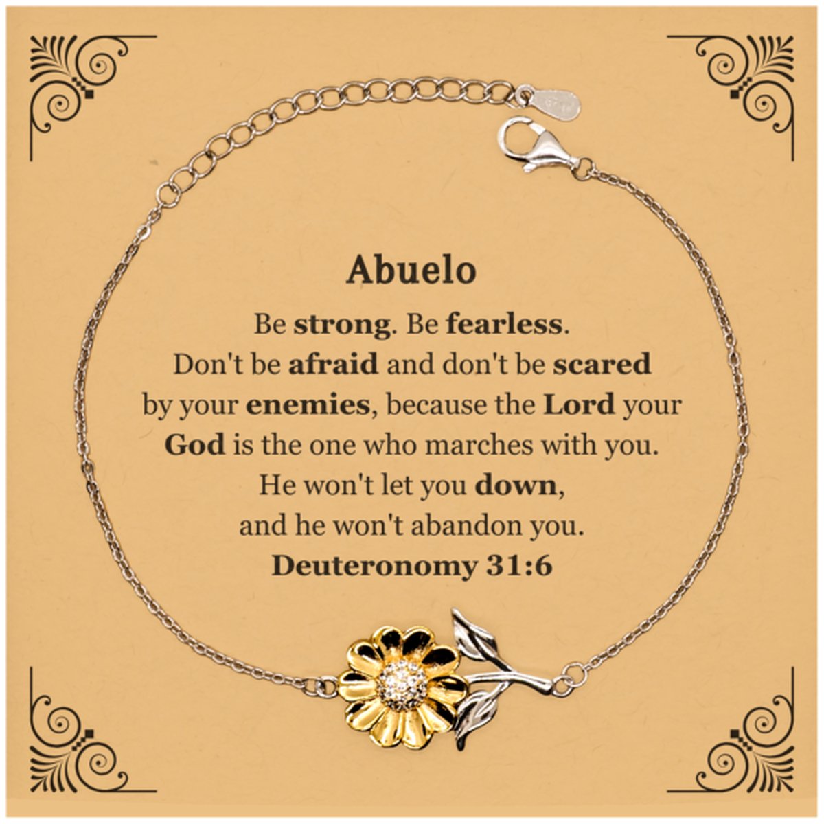 Abuelo Sunflower Bracelet Engraved Inspirational Quote for Mens Birthday Gift - amangnyshop