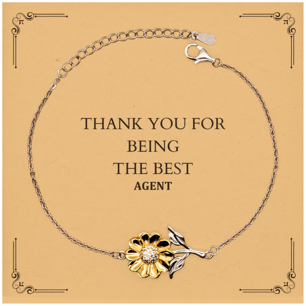 Agent Sunflower Bracelet Thank You for Being the Best, Inspirational Gift for Birthday or Christmas, Confidence - Boosting Jewelry for Veterans Day and Graduation - amangnyshop