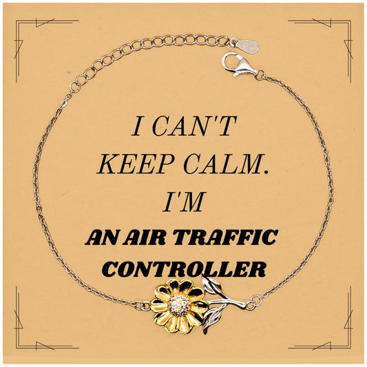 Air Traffic Controller Sunflower Bracelet I Cant Keep Calm Engraved Gift for Christmas and Birthday - amangnyshop