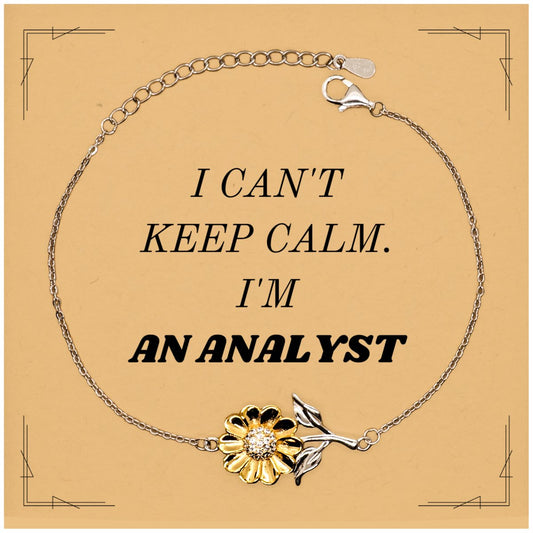 Analyst Sunflower Bracelet - Unique Engraved Gift for Graduation and Holidays with I cant keep calm quote for Analysts and Confidence - amangnyshop