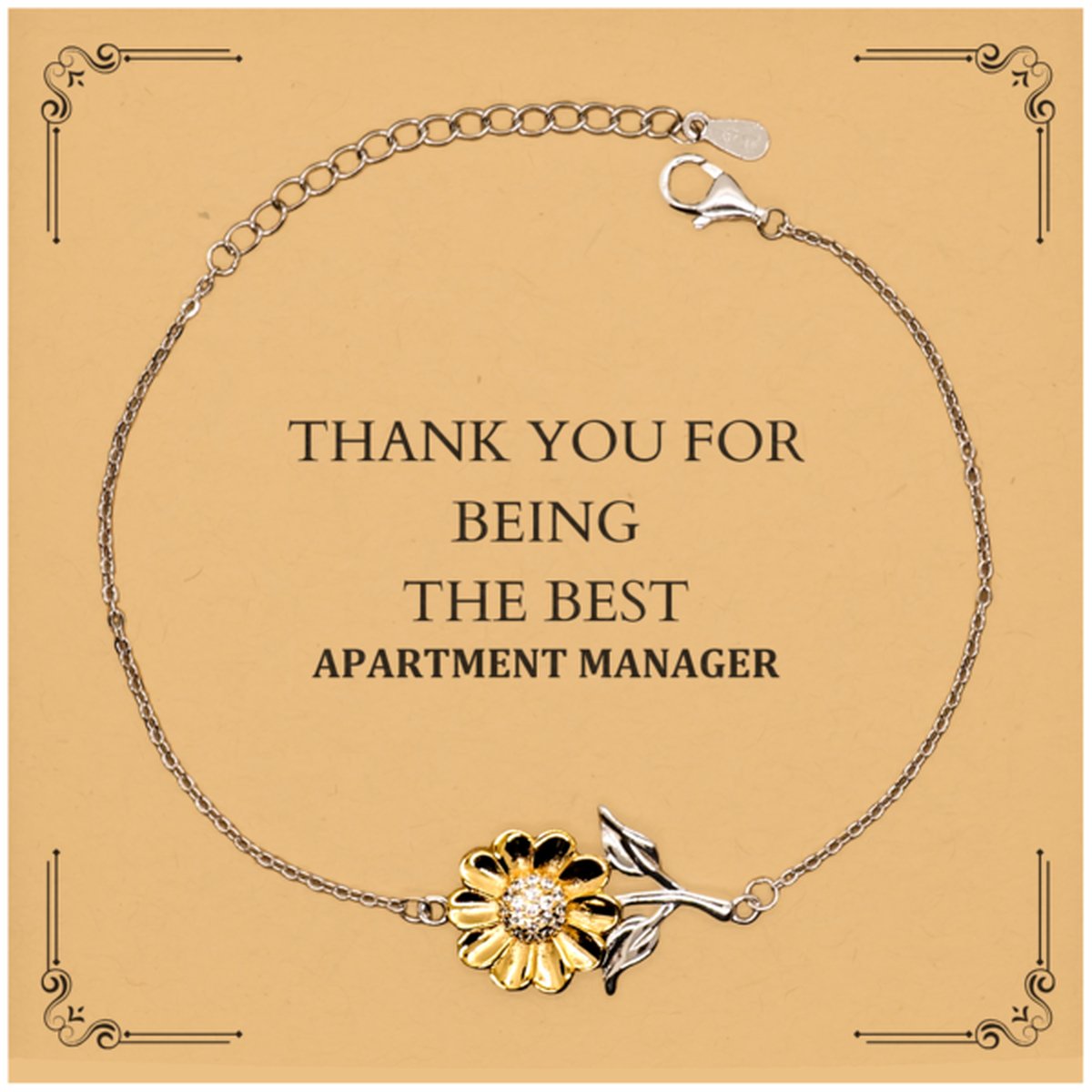 Apartment Manager Engraved Sunflower Bracelet Thank You for Being the Best Inspirational Gift for Holidays and Graduation - amangnyshop