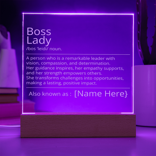 Boss Lady - Personalized Custom Engraved Acrylic Square Plaque