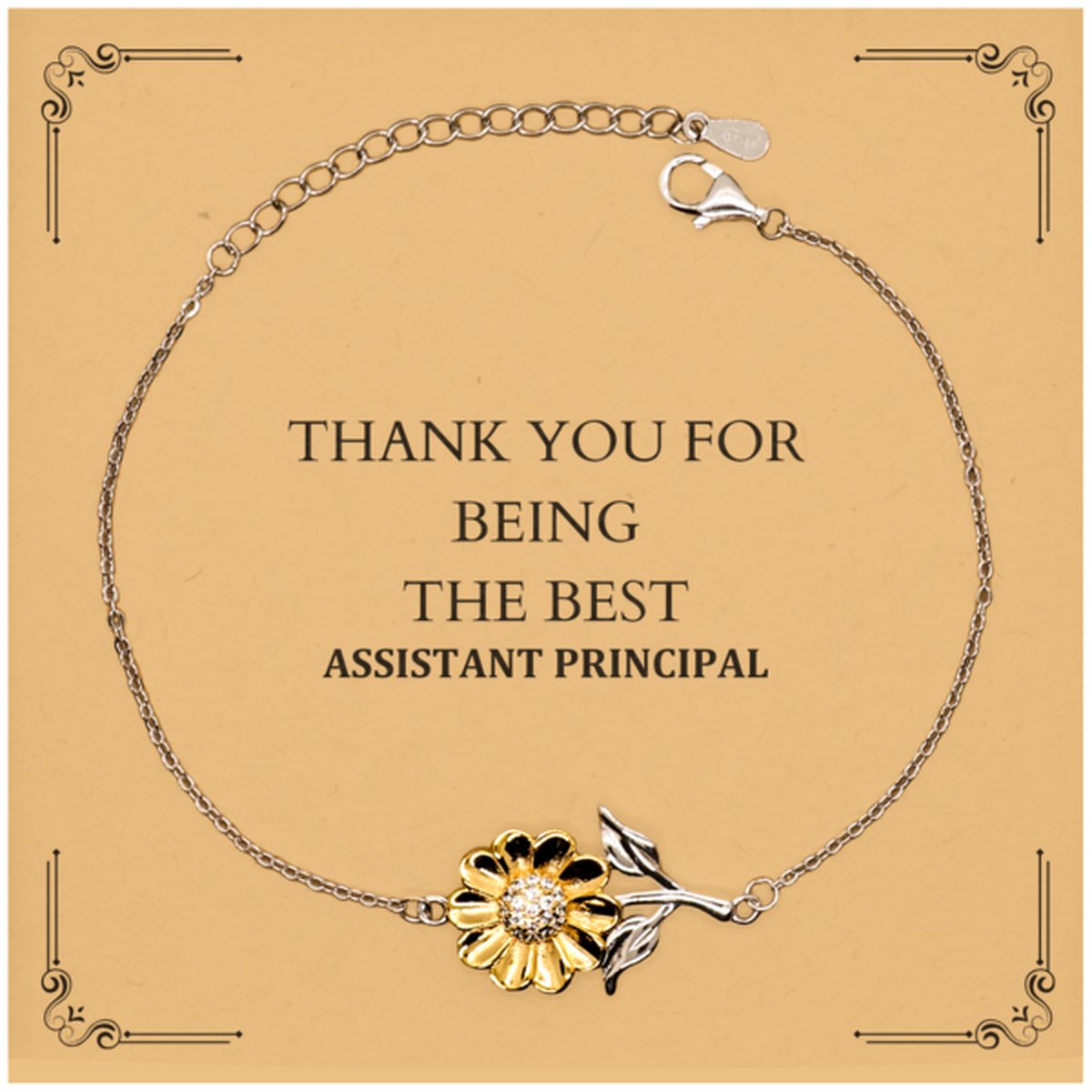 Assistant Principal Engraved Sunflower Bracelet - Thank You for Being the Best Role Model to Students, Inspirational Gift for Graduation, Retirement, and Holidays - amangnyshop