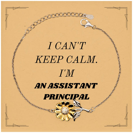 Assistant Principal Sunflower Bracelet - I Cant Keep Calm - Inspirational Gift for Graduation, Birthday, and Holidays - amangnyshop