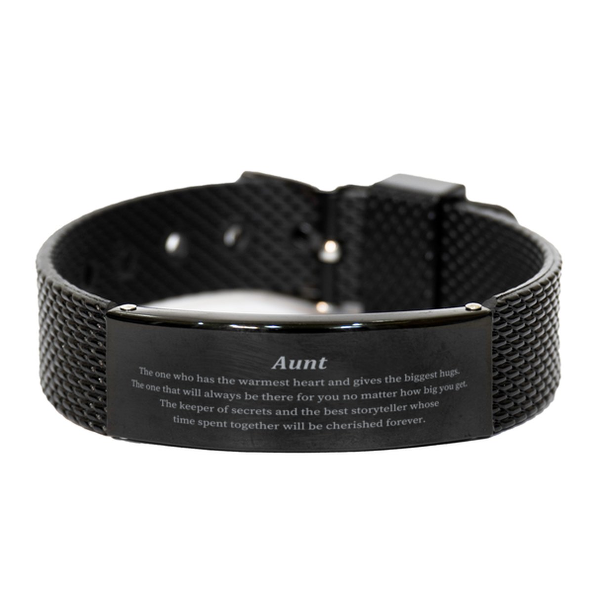 Aunt Black Shark Mesh Bracelet - The Warmest Heart, Cherished Forever, Birthday Gift for Her - amangnyshop