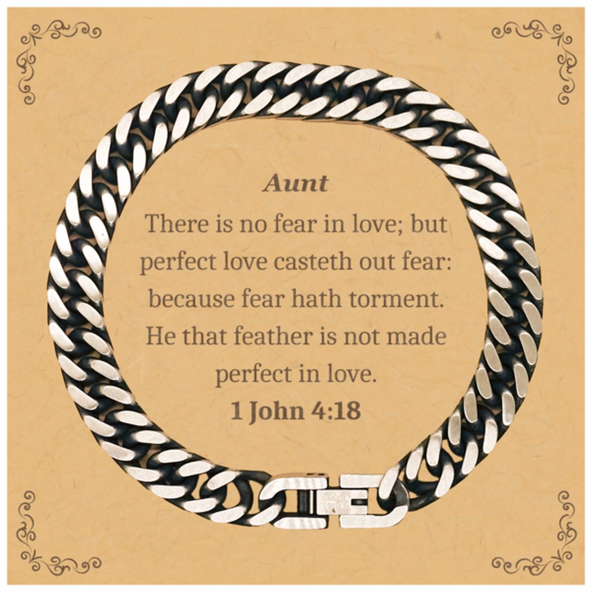 Aunt Cuban Link Chain Bracelet Engraved with Inspirational Quote for Birthday, Christmas, Graduation - Perfect Gift for Aunt with Love and Confidence - amangnyshop