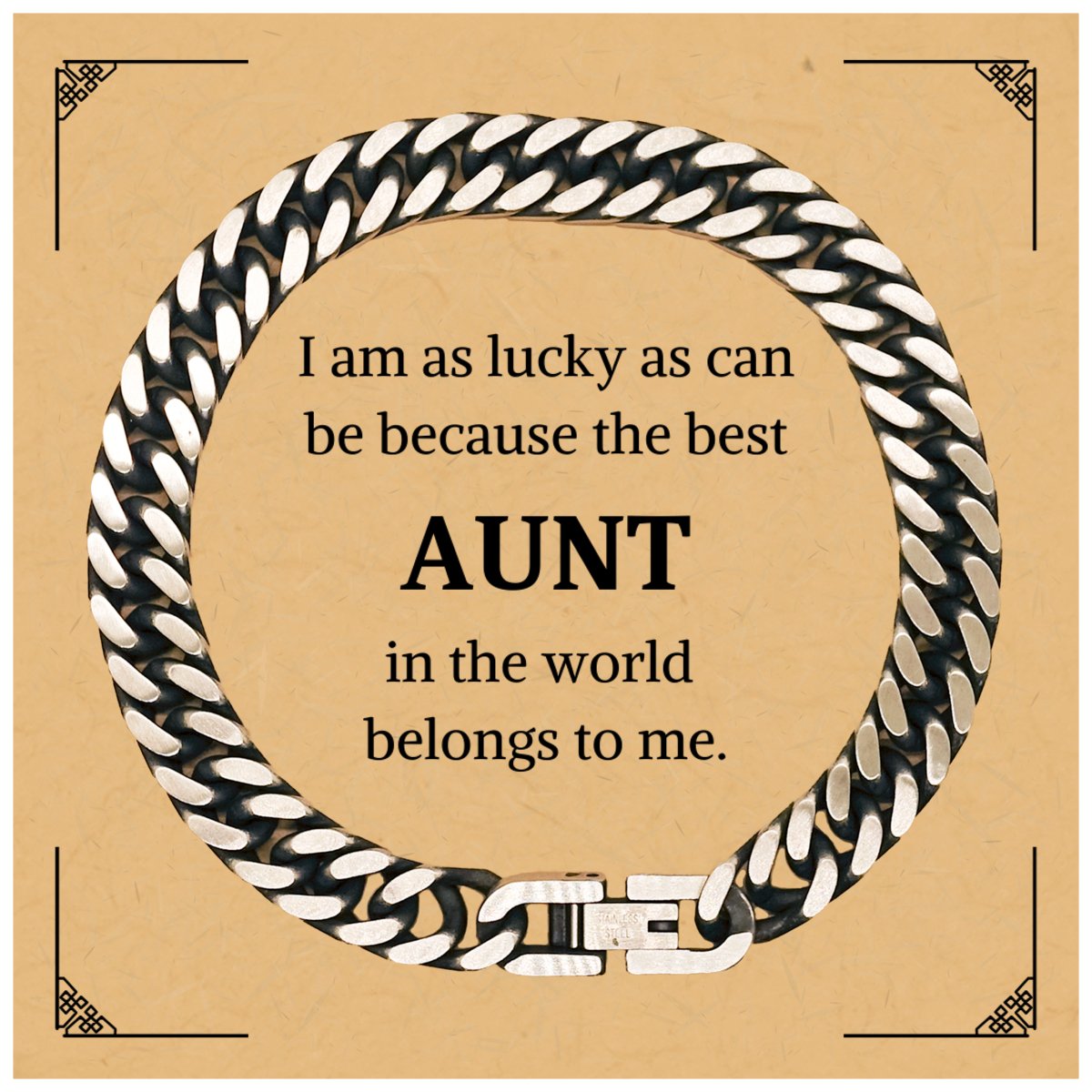 Aunt Cuban Link Chain Bracelet I am Lucky Best Aunt Christmas Gift for Her - amangnyshop