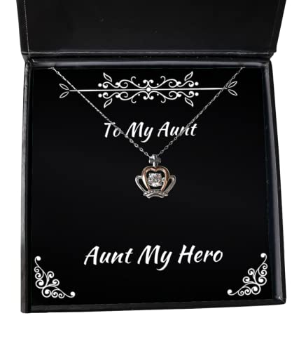 Aunt My Hero Crown Pendant Necklace, Aunt, Reusable Gifts for Aunt - amangnyshop