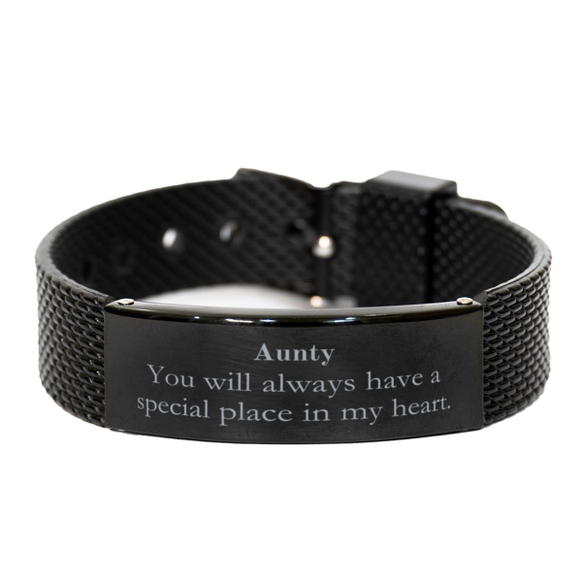 Aunt Personalized Black Shark Mesh Bracelet Gift for Her Hope You Will Always Have a Special Place in My Heart Birthday Christmas Jewelry for Aunty - amangnyshop