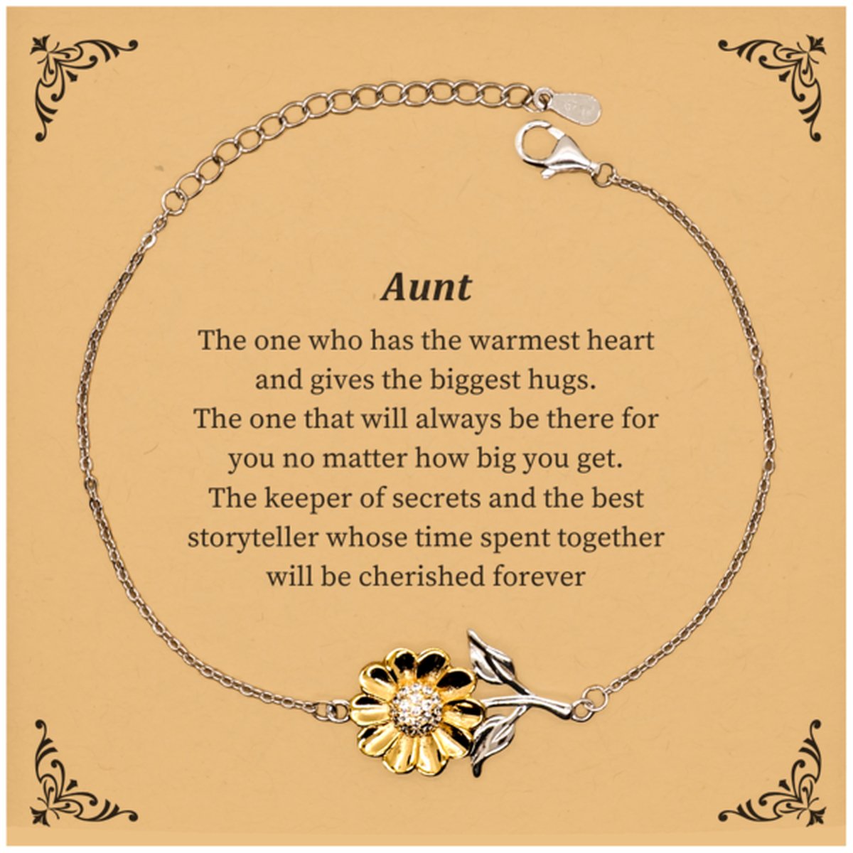 Aunt Sunflower Bracelet - The Warmest Heart and Cherished Memories - Perfect Gift for Birthdays, Holidays, and Special Occasions - Aunt Aunt Aunt - amangnyshop