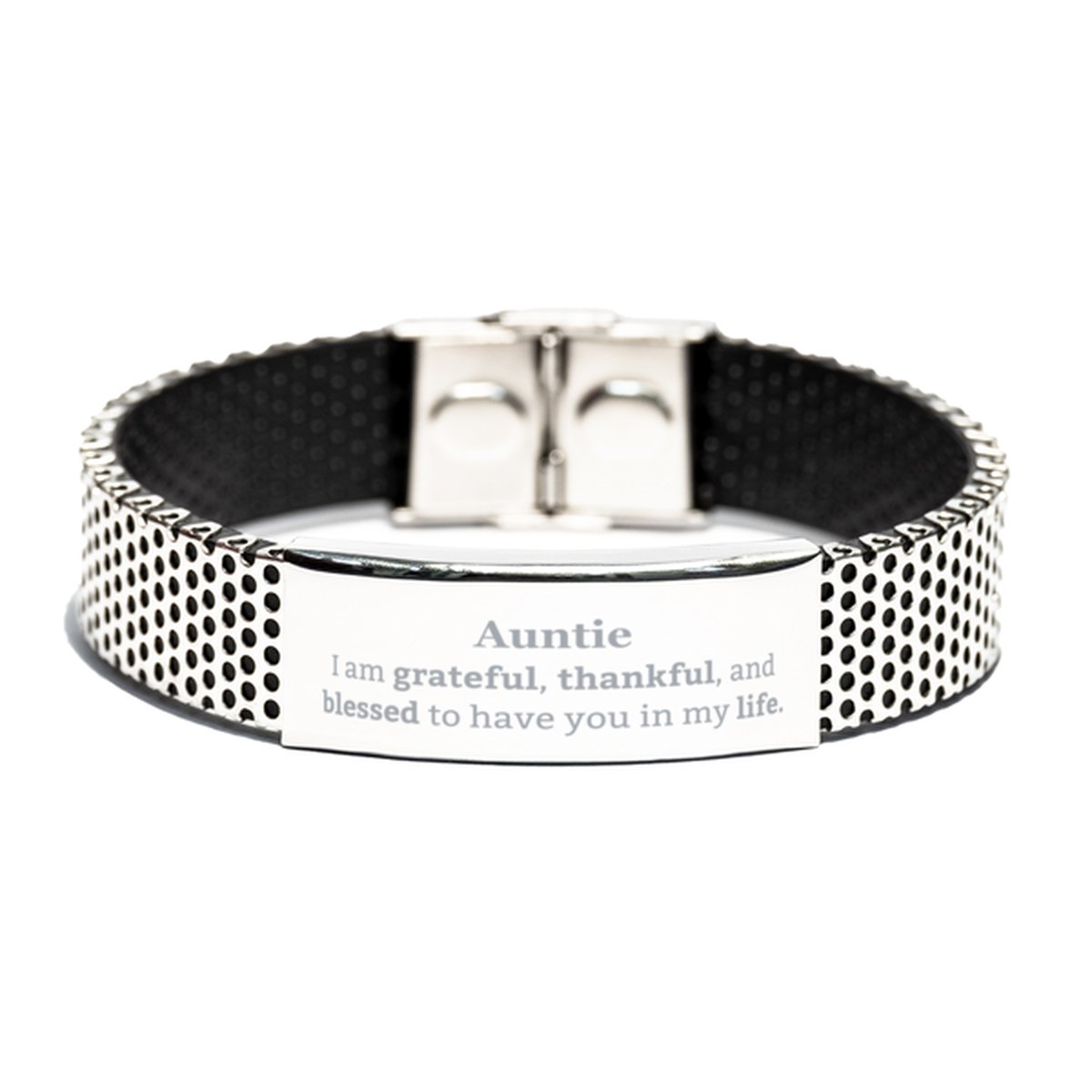 Auntie Appreciation Gifts, I am grateful, thankful, and blessed, Thank You Stainless Steel Bracelet for Auntie, Birthday Inspiration Gifts for Auntie - amangnyshop