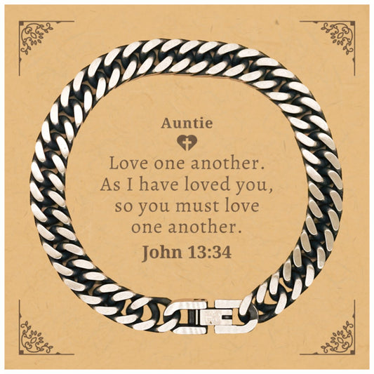 Auntie Cuban Link Chain Bracelet Love one another Engraved Inspirational Gift for Her Birthday and Christmas - amangnyshop