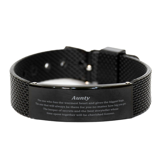 Aunty Black Shark Mesh Bracelet - The Warm Hearted Aunt, Perfect Gift for Birthday, Christmas, and Holidays, Aunty, Aunty, Aunty, Aunty - amangnyshop