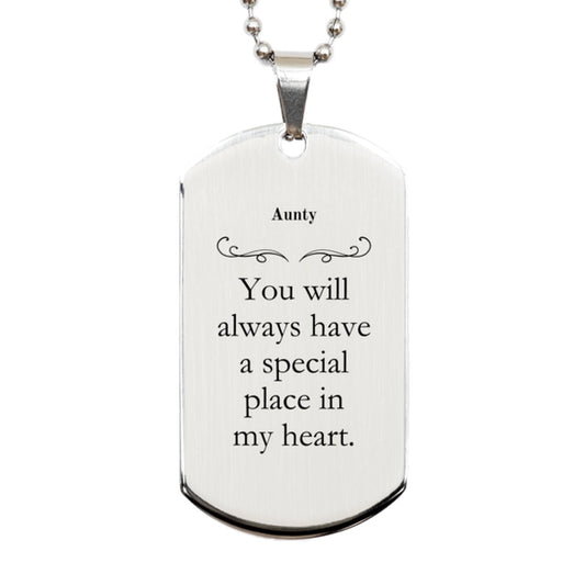 aunty engraved silver dog tag always special place heart gift