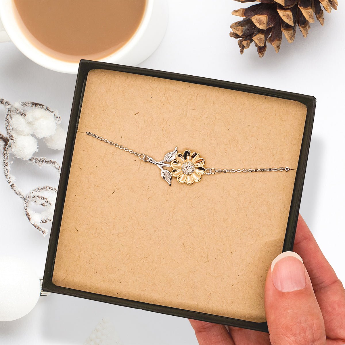 Banker Sunflower Bracelet Thank You Best Engraved Gift for Christmas - amangnyshop