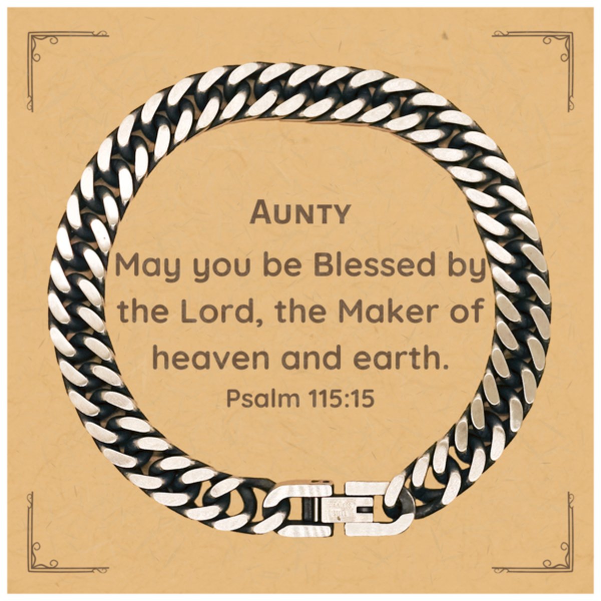 Beautiful Cuban Link Chain Bracelet for Aunty, Engraved with Inspirational Quote for Birthday, Christmas, and Graduation, Perfect Gift for Aunty, May You Be Blessed by the Lord - amangnyshop