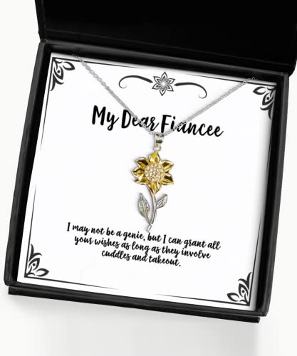 Beautiful Fiancee Gifts, I May not be a Genie, but I can Grant All Your, Epic Birthday Sunflower Pendant Necklace Gifts for, Engagement Ring, Wedding Band, Diamond, Gold, Silver, Platinum - amangnyshop