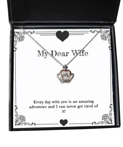 Beautiful Wife Crown Pendant Necklace, Every Day with You is an Amazing Adventure and I can!, Present for Wife, Useful from Husband - amangnyshop