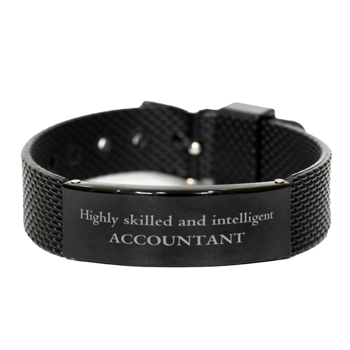 Best Accountant Gifts, Highly skilled and intelligent, Appreciation Birthday Black Shark Mesh Bracelet for Accountant, Men, Women, Friends, Coworkers - amangnyshop