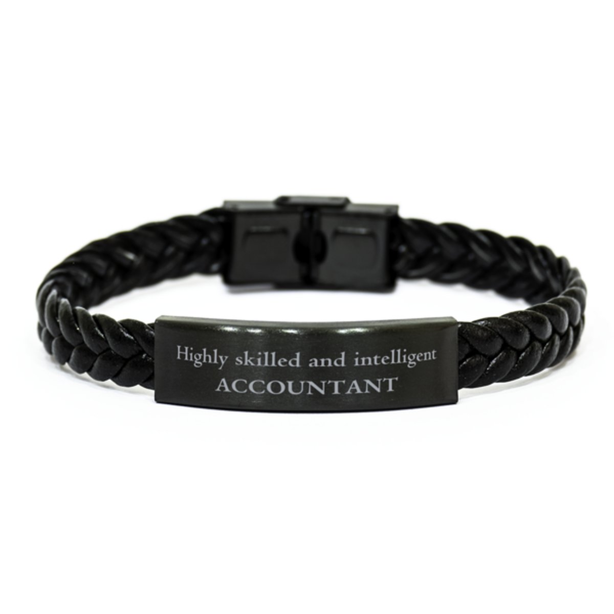 Best Accountant Gifts, Highly skilled and intelligent, Appreciation Birthday Braided Leather Bracelet for Accountant, Men, Women, Friends, Coworkers - amangnyshop