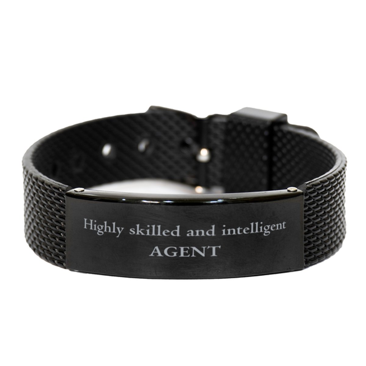 Best Agent Gifts, Highly skilled and intelligent, Appreciation Birthday Black Shark Mesh Bracelet for Agent, Men, Women, Friends, Coworkers - amangnyshop