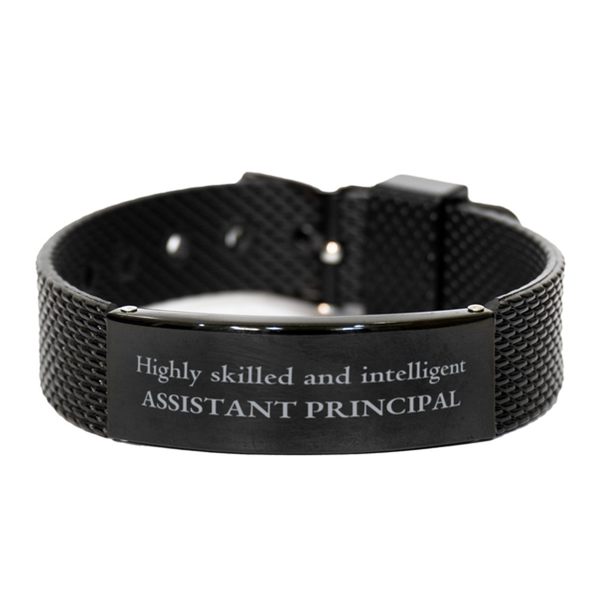 Best Assistant Principal Gifts, Highly skilled and intelligent, Appreciation Birthday Black Shark Mesh Bracelet for Assistant Principal, Men, Women, Friends, Coworkers - amangnyshop