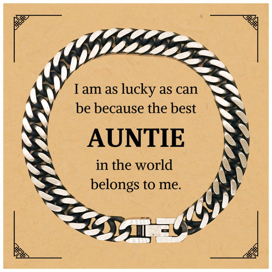 Best Auntie in the World Cuban Link Chain Bracelet Engraved for Christmas Birthday Graduation Gift - amangnyshop